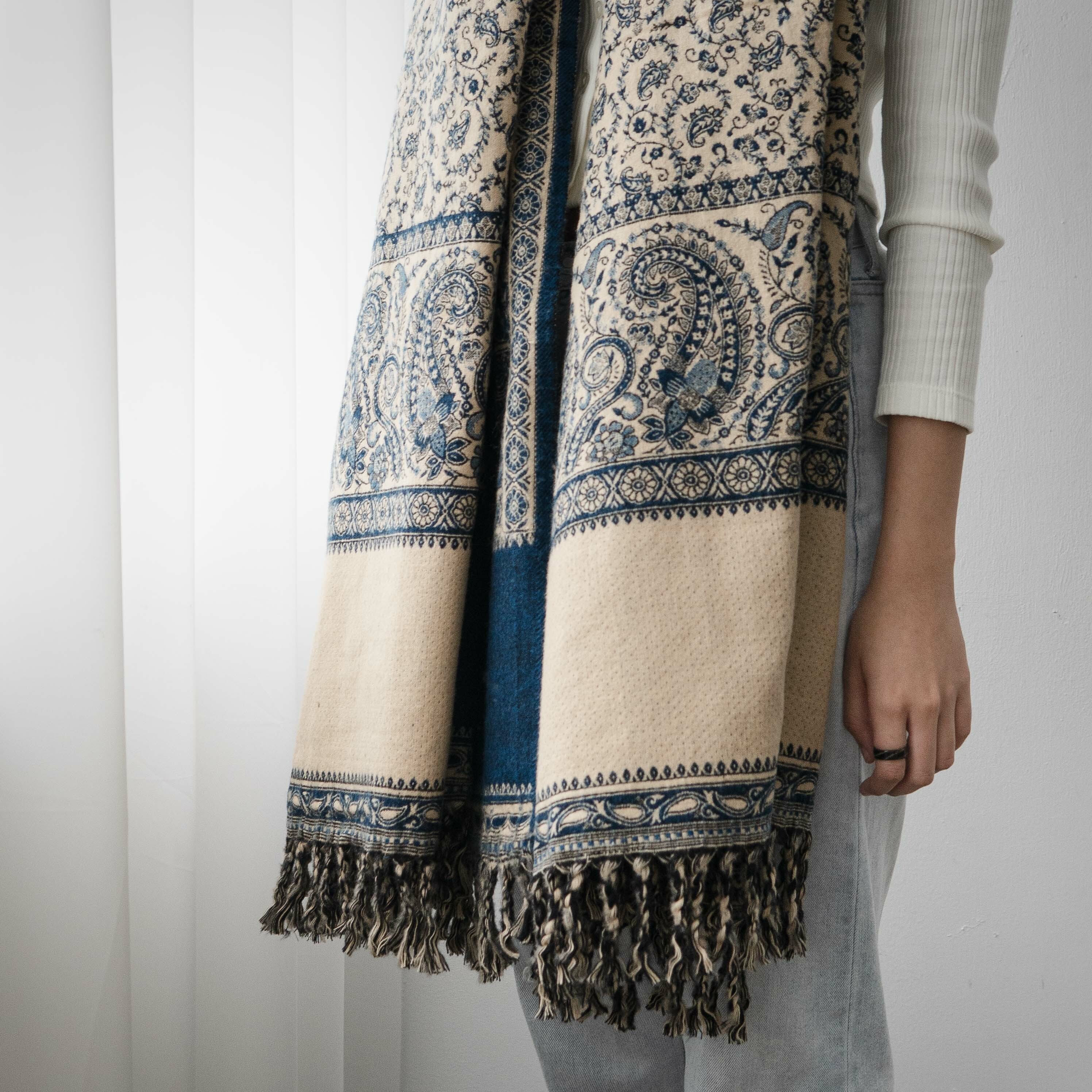 印度繽紛碎花披毯 / 沙發巾（深藍）