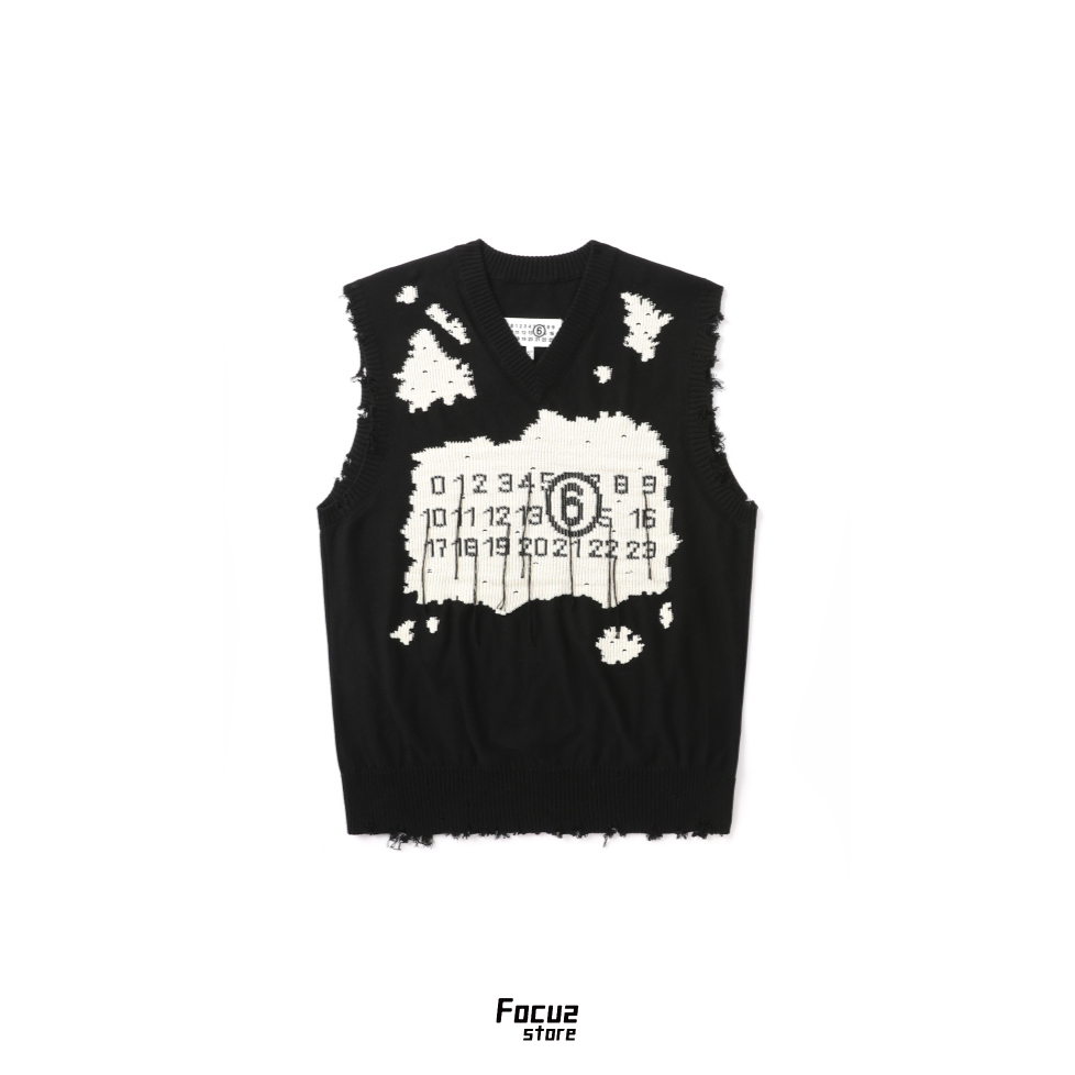 【Focus Store】預購 MM6 Maison Margiela Numbers-motif vest "Black" 破壞背心