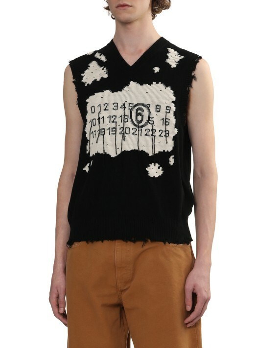 【Focus Store】預購 MM6 Maison Margiela Numbers-motif vest "Black" 破壞背心