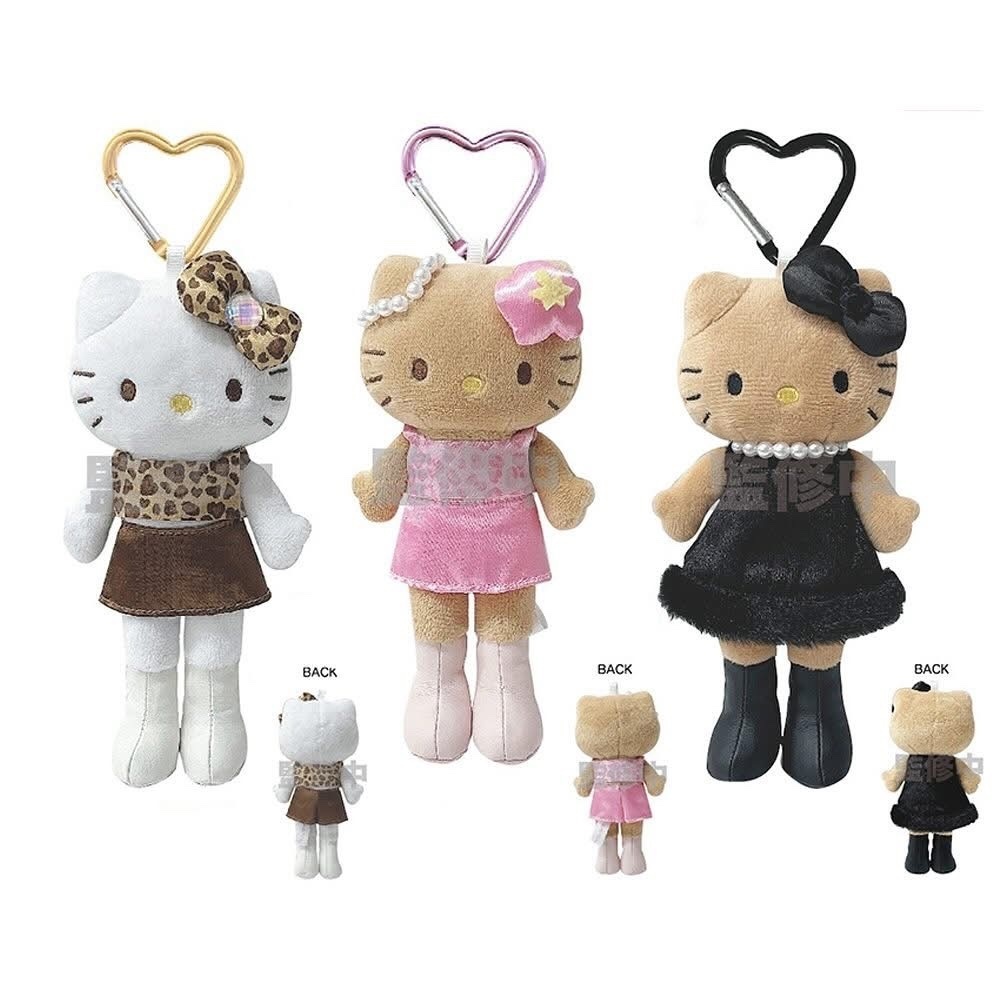 日本 Sanrio Hello Kitty 豹紋系列 - 心形扣長腿公仔匙扣