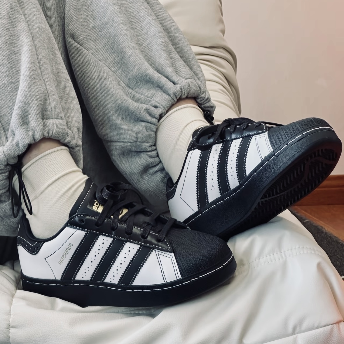 【現貨】Adidas Originals Superstar Xlg 皮革 外縫線 貝克頭 黑白