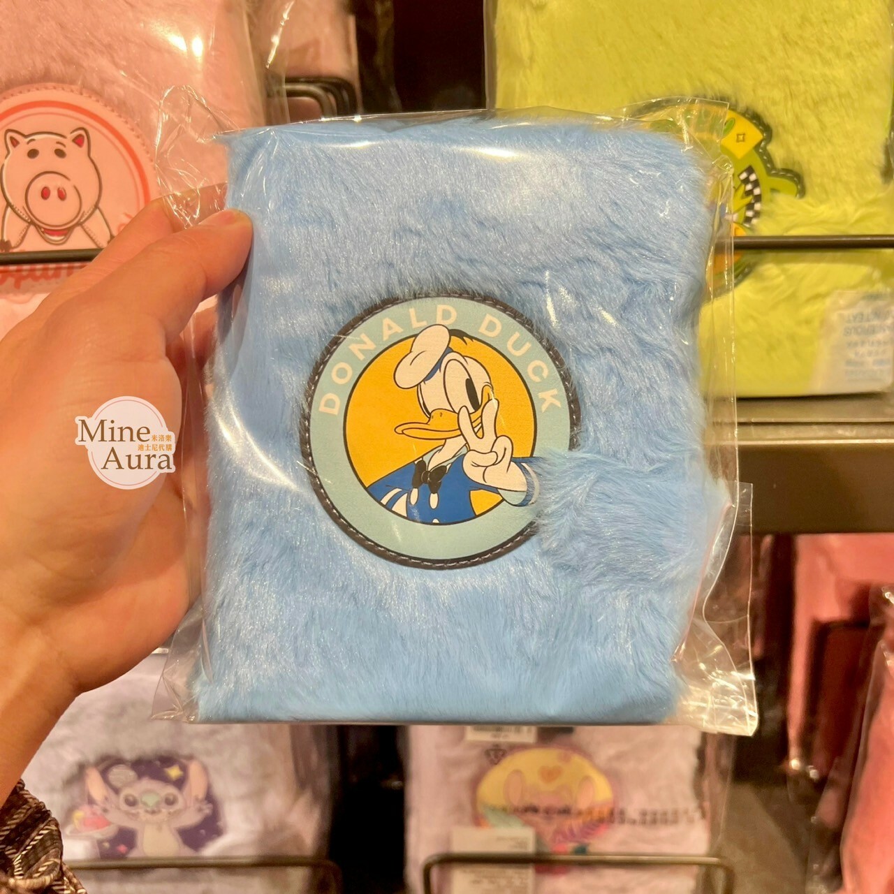 唐老鴨 Donald 圖案 絨毛 造型 筆記本 記事本 -上海迪士尼樂園