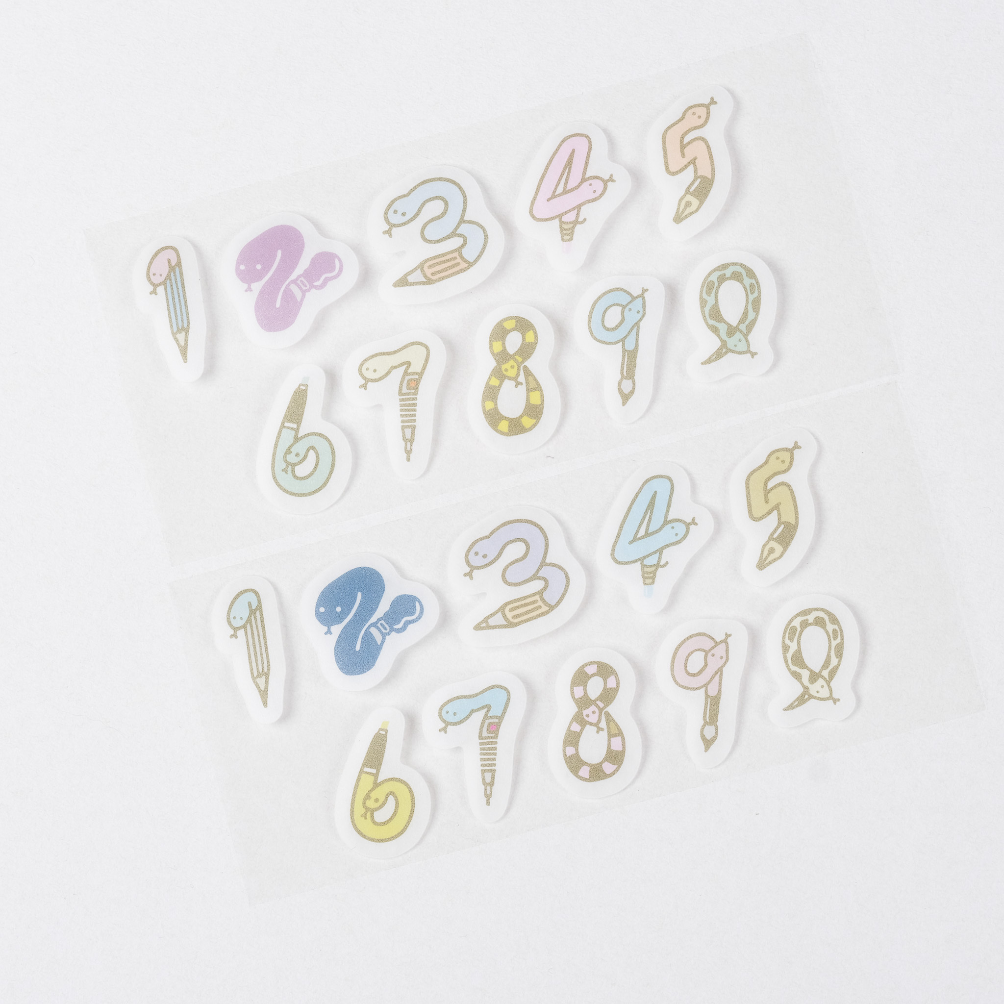 蛇 數字 和紙貼紙 (兩張入)｜ 一分之一工作室 台灣