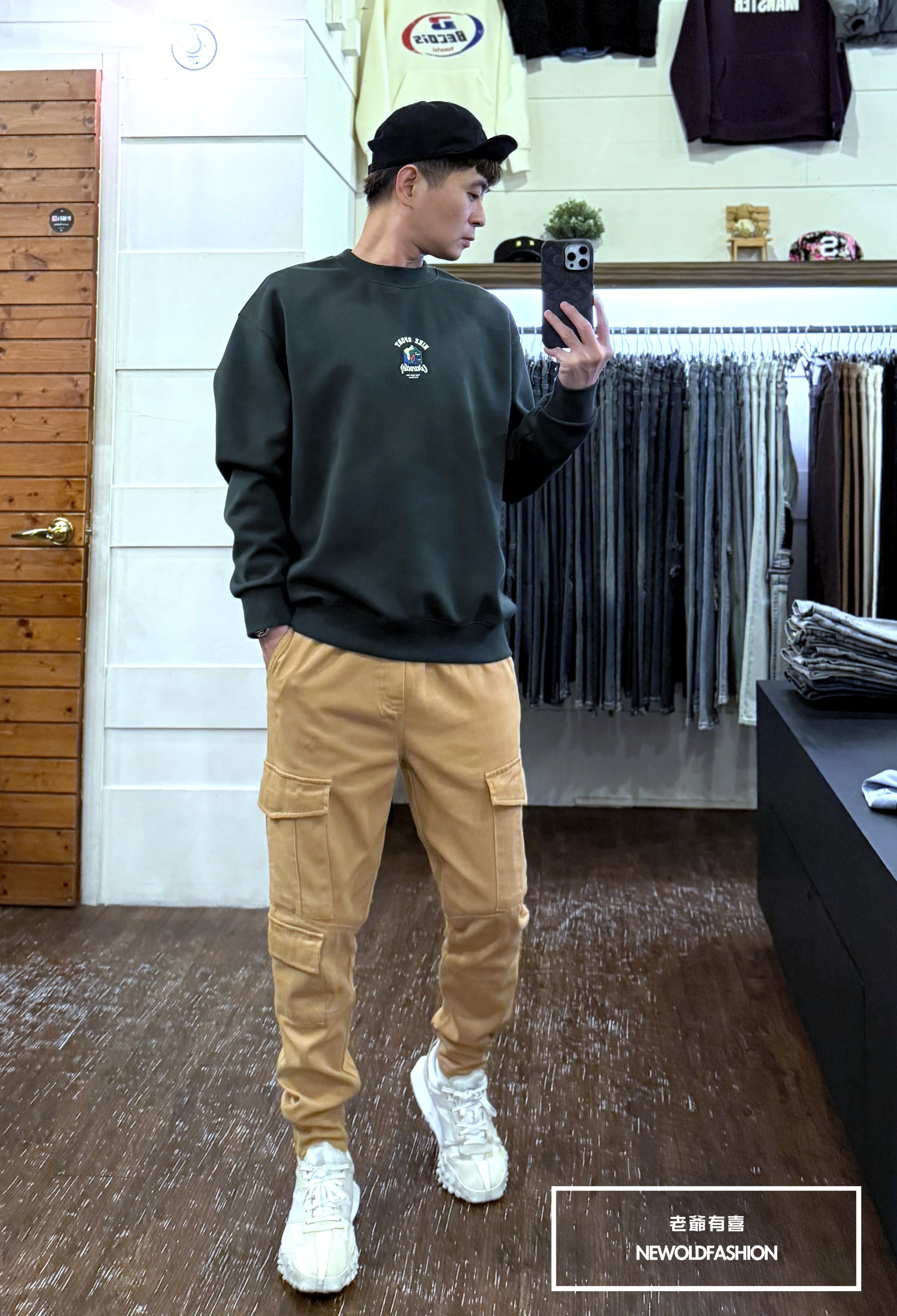 『新品上市』重磅不對稱工作口袋縮口褲-卡其(NOF241188016)