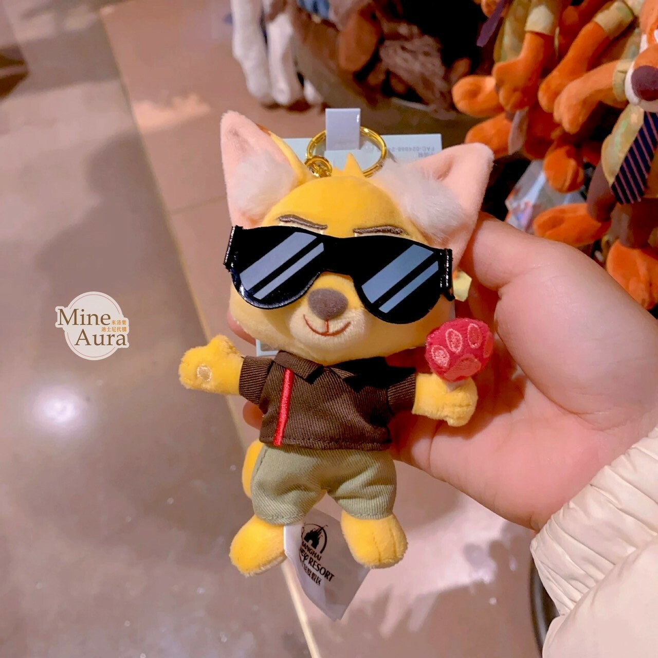 飛仔 Finnick 戴墨鏡造型 絨毛 鑰匙圈 吊飾 動物方城市 Zootopia -上海迪士尼樂園