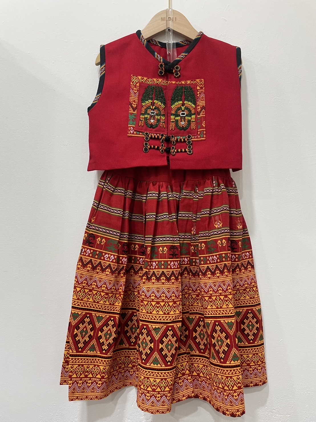 No.7幼童款紅底珠繡民族風套裝
