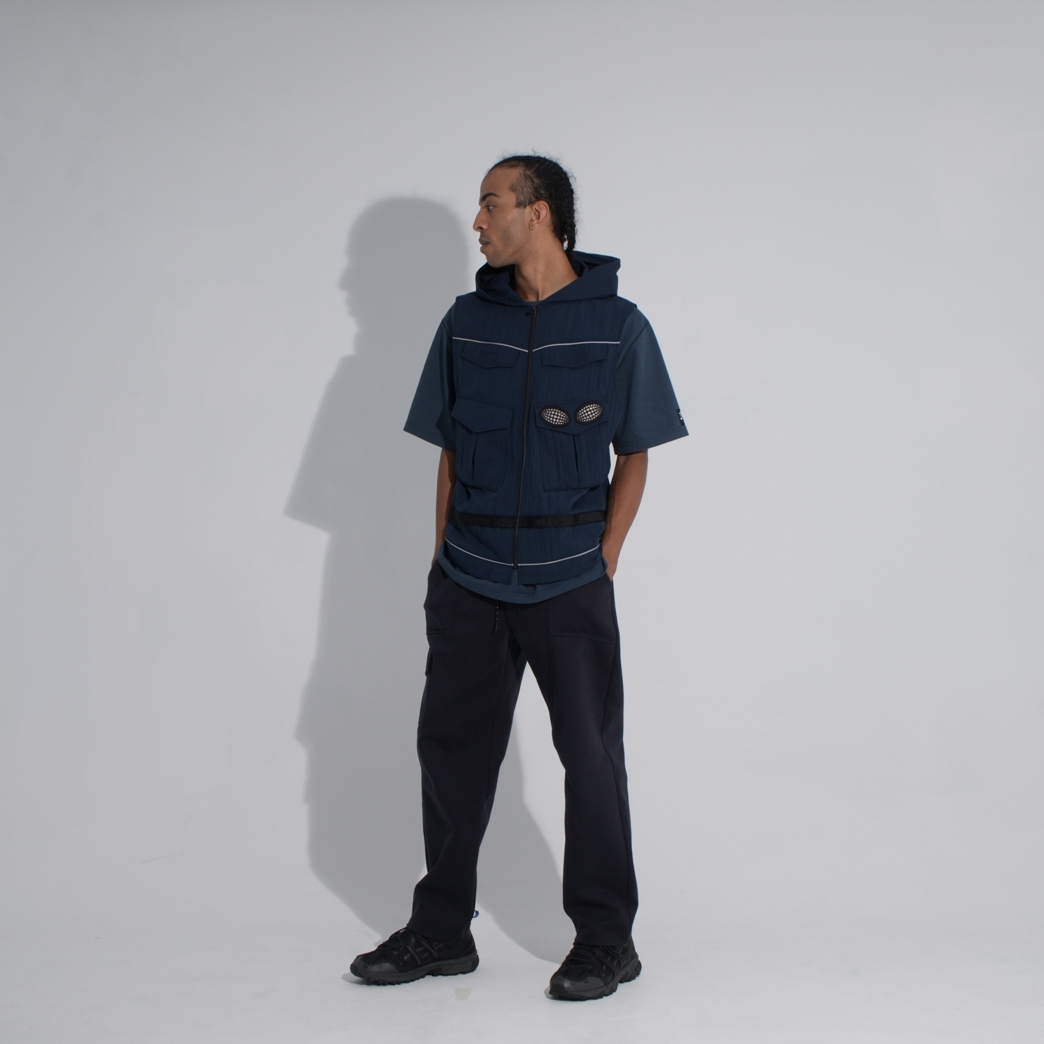 反光矚目重磅長褲-石灰藍