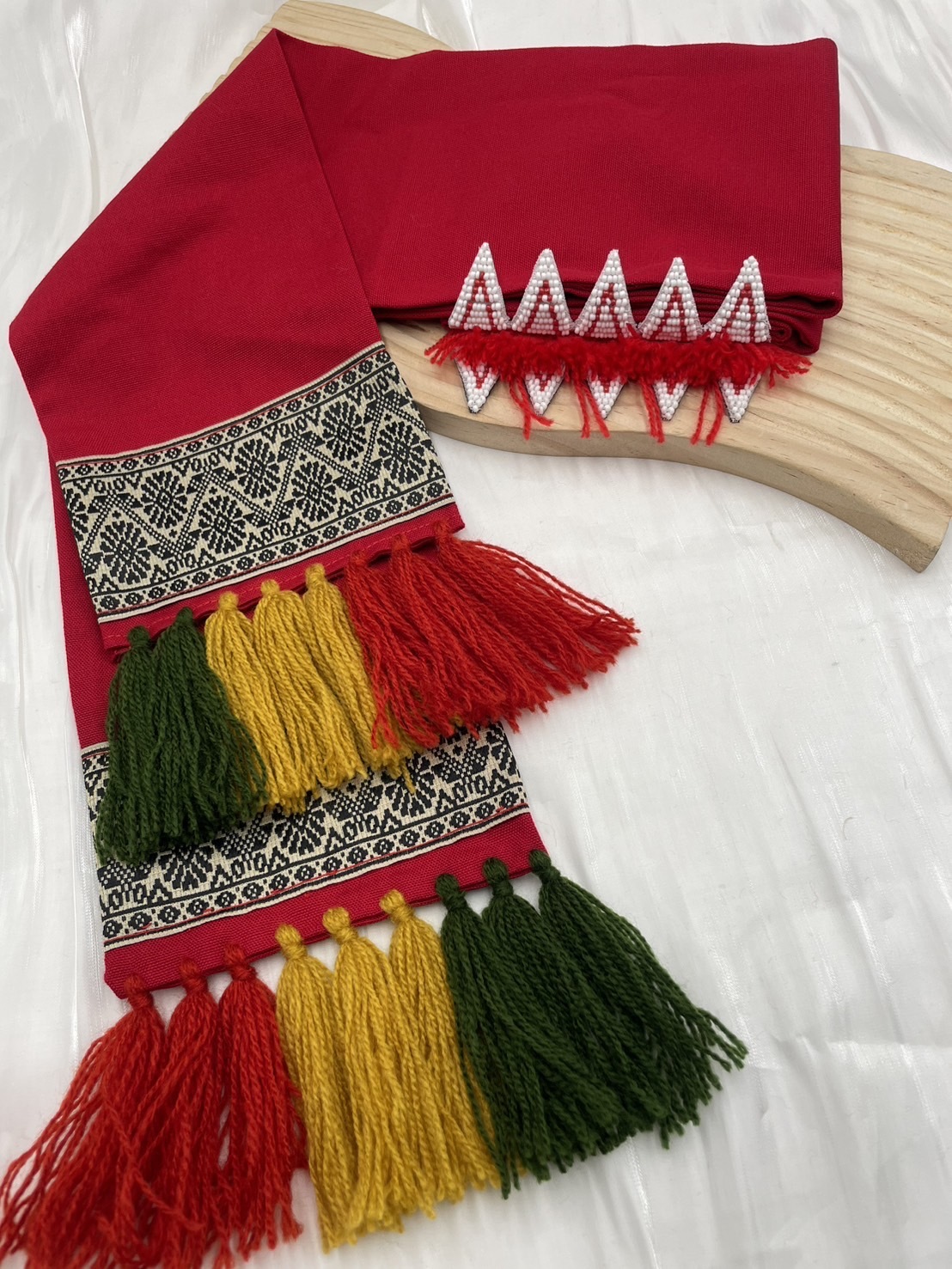 No.1-10瓣珠繡額花寬頭巾160cm