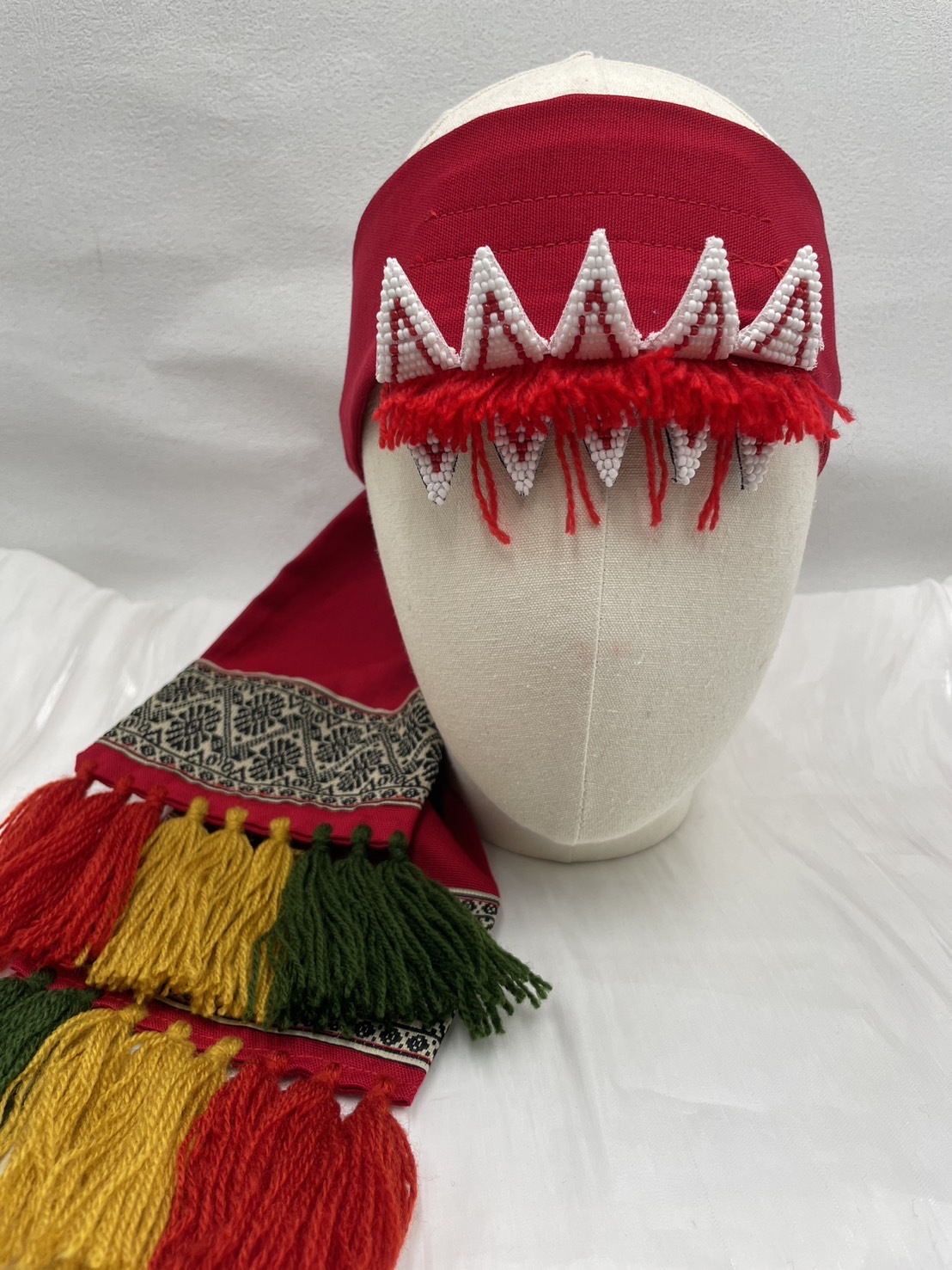 No.1-10瓣珠繡額花寬頭巾160cm