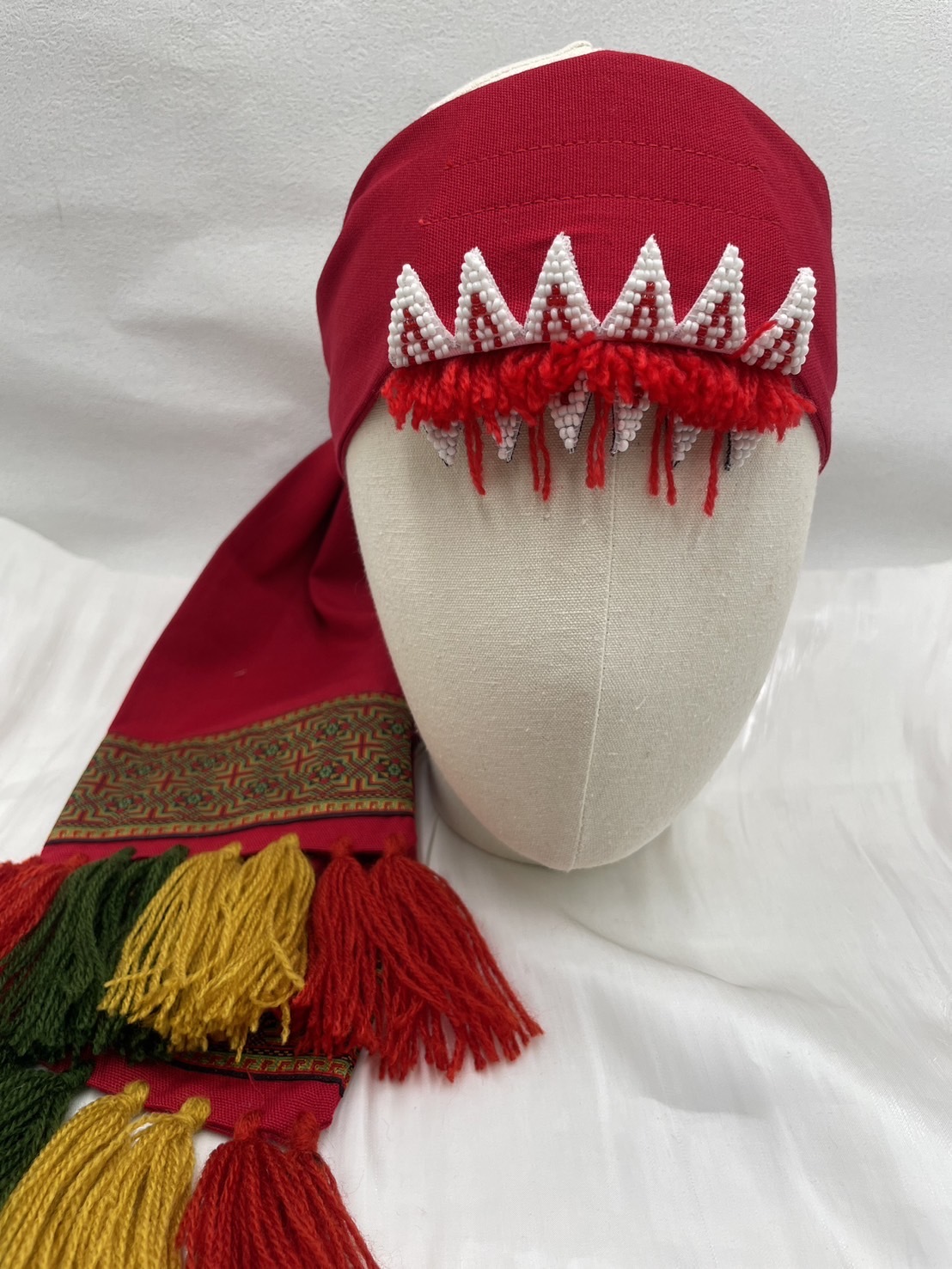 No.2-12瓣珠繡額花寬頭巾160cm