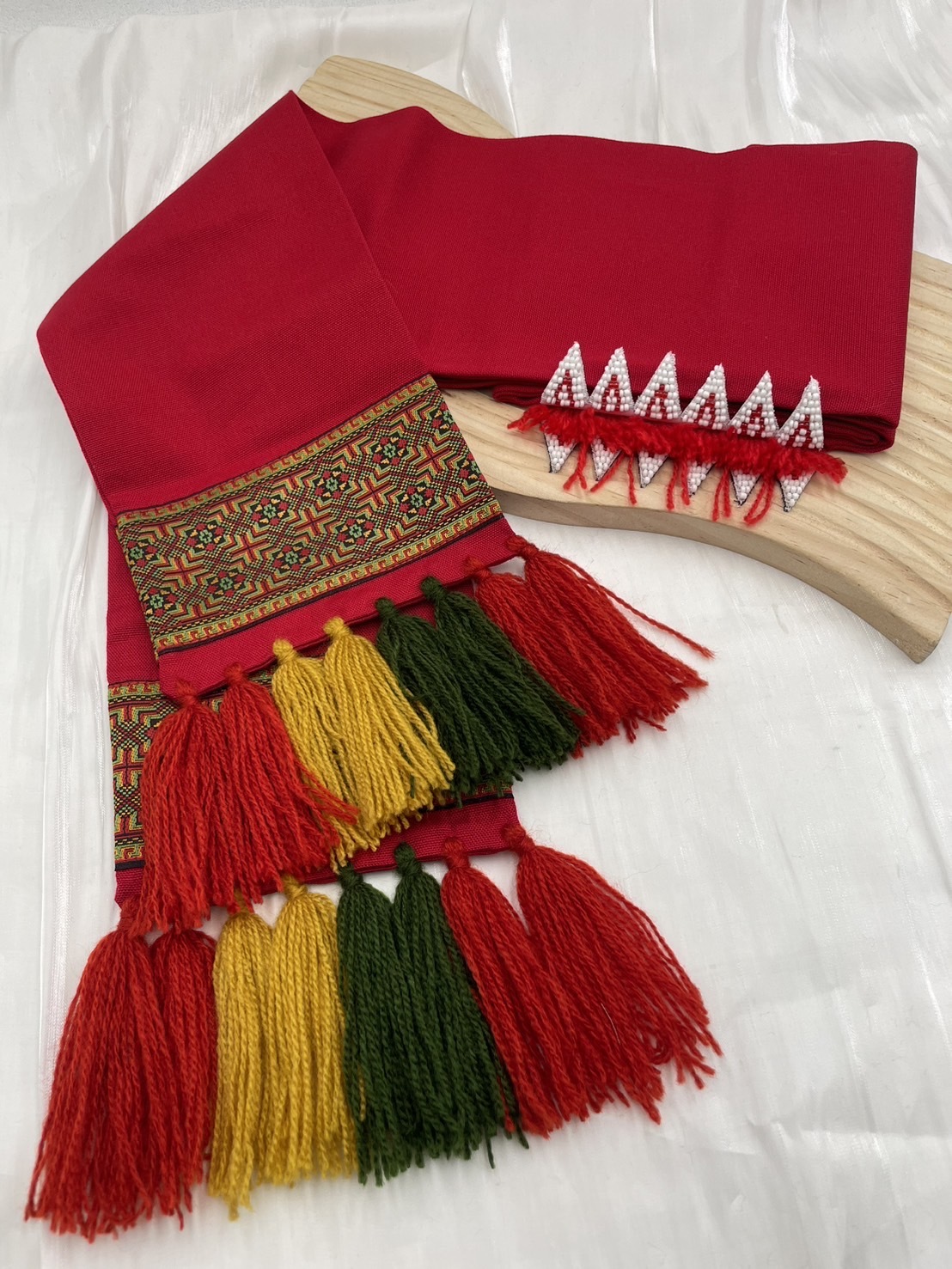 No.2-12瓣珠繡額花寬頭巾160cm