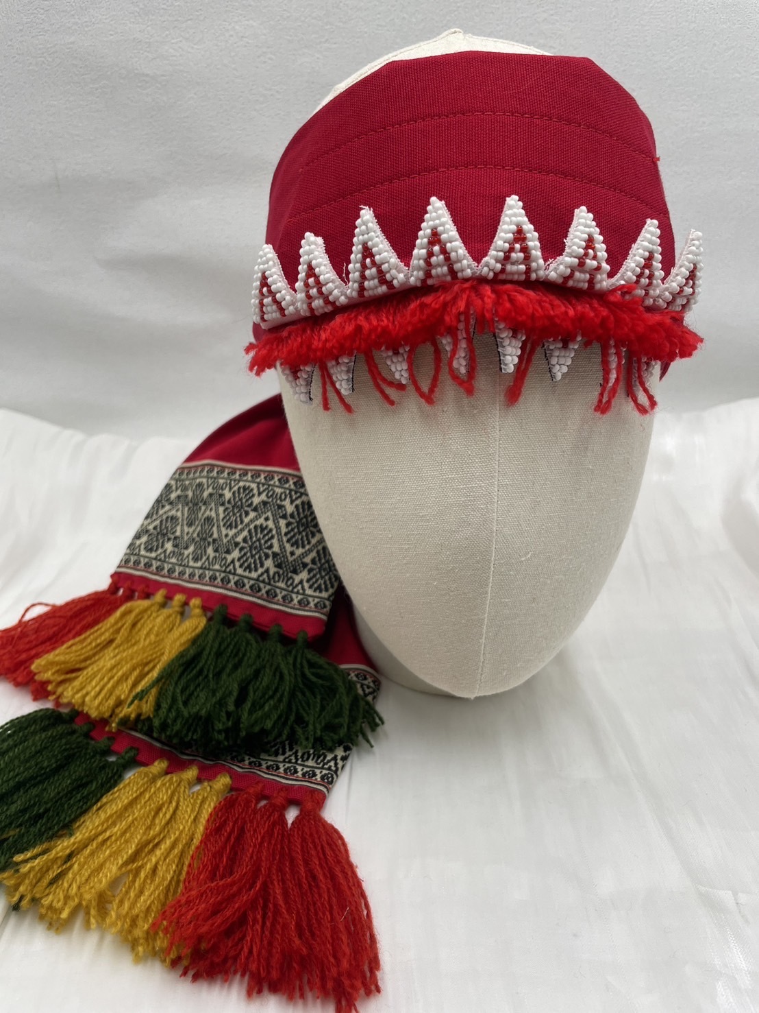 No.4-16瓣珠繡額花寬頭巾160cm