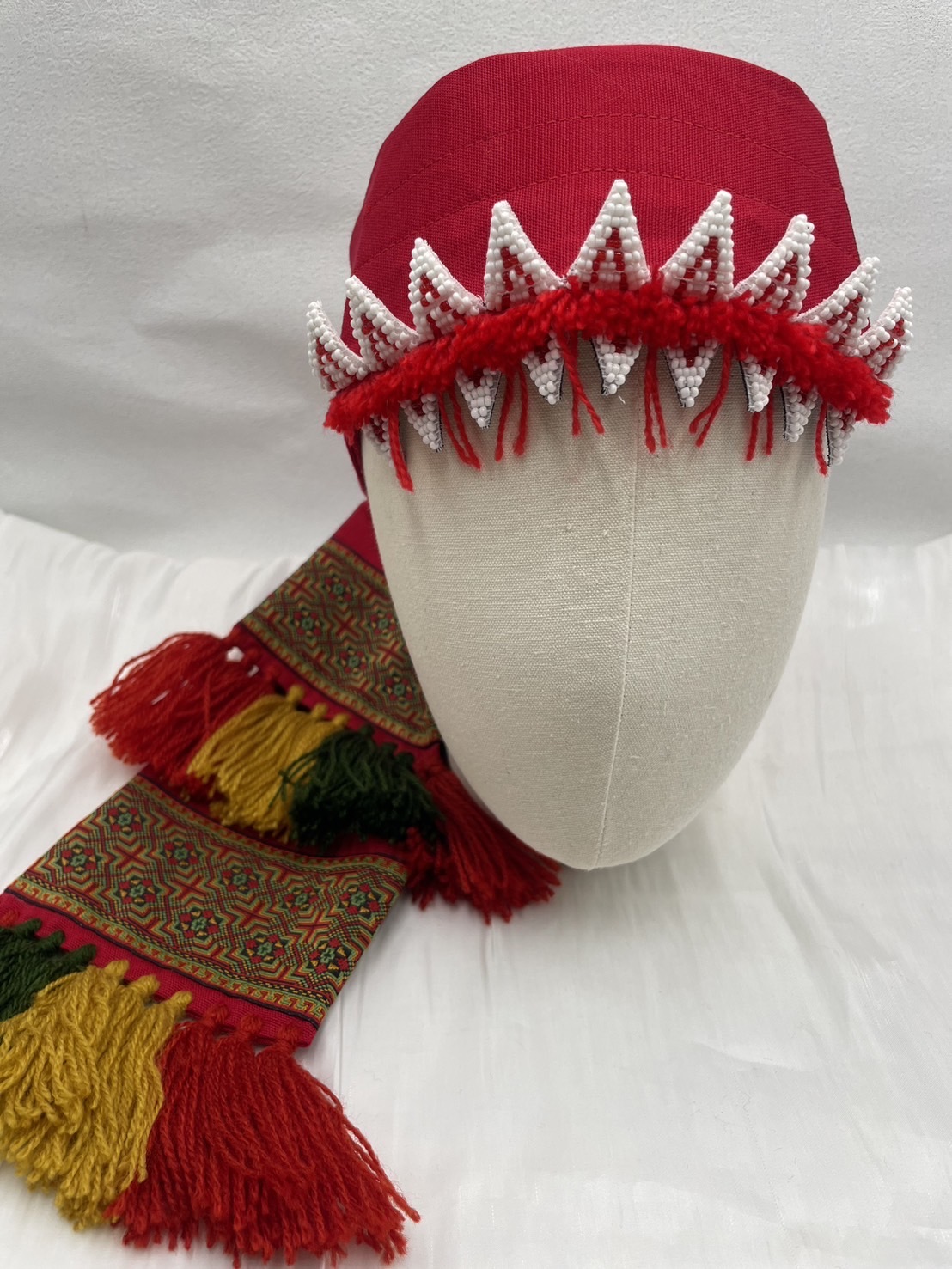 No.5-18瓣珠繡額花寬頭巾158cm