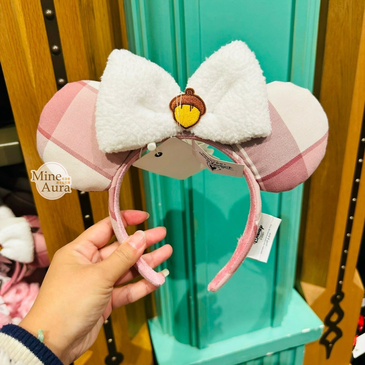 奇奇蒂蒂 Chip 'n Dale 米妮 Minnie 蝴蝶結 格紋圖案 造型 髮圈 髮箍 -上海迪士尼樂園