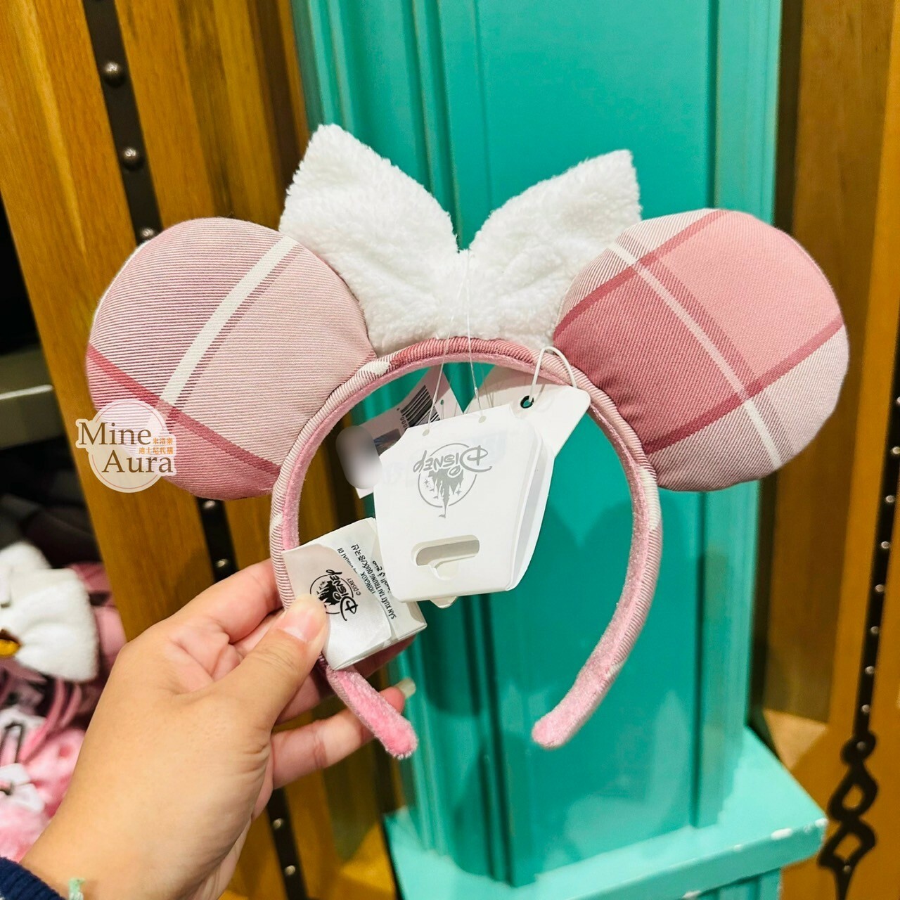 奇奇蒂蒂 Chip 'n Dale 米妮 Minnie 蝴蝶結 格紋圖案 造型 髮圈 髮箍 -上海迪士尼樂園