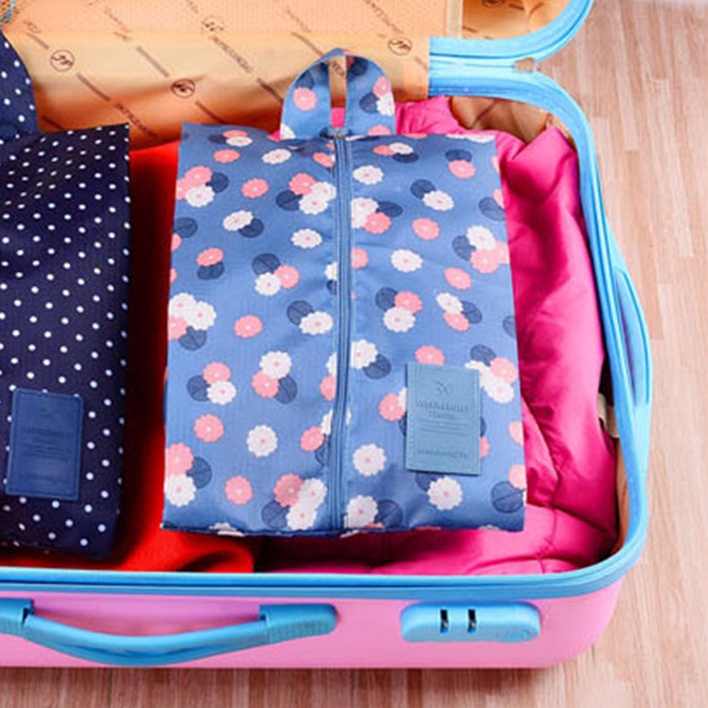 印花款防潑水鞋袋/旅行收納袋-2件組