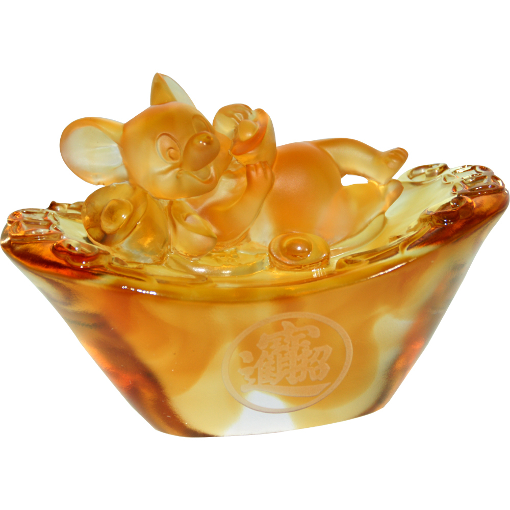 子庶豐登琉璃金鼠擺件｜招財進寶富貴滿堂