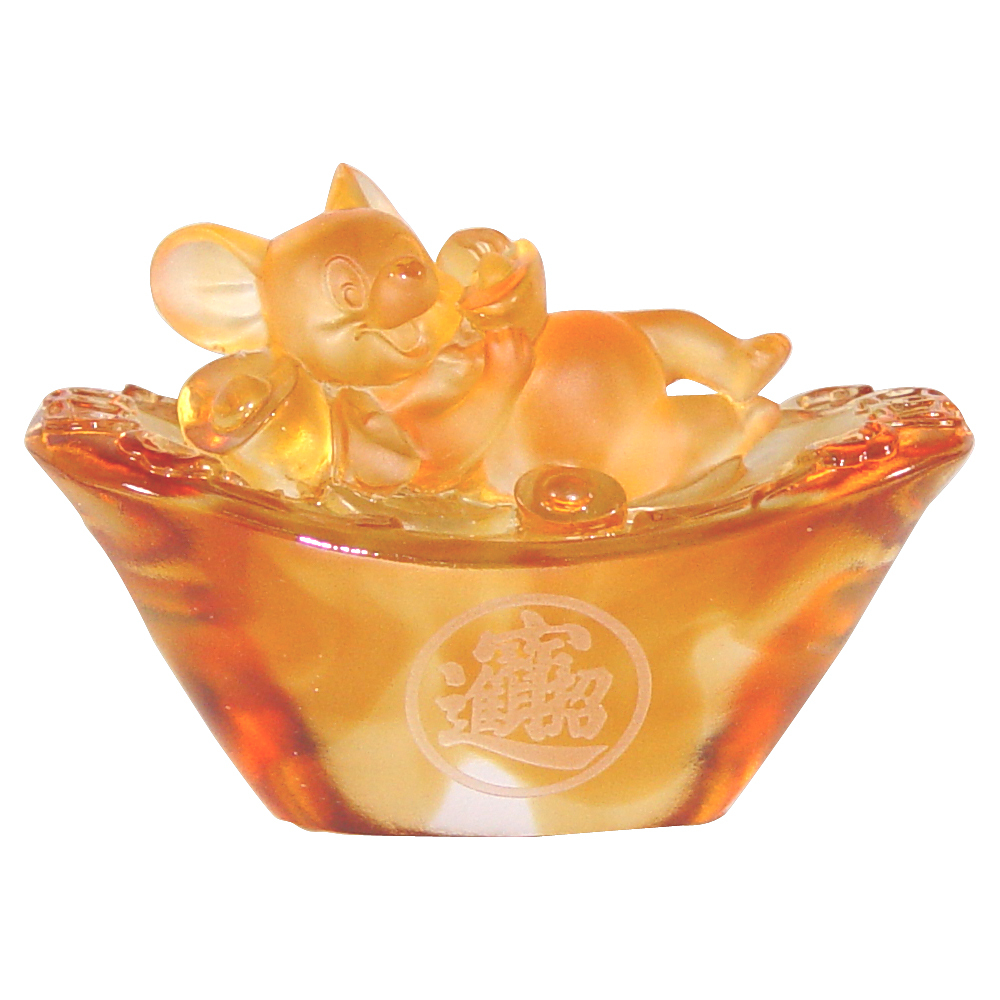 子庶豐登琉璃金鼠擺件｜招財進寶富貴滿堂