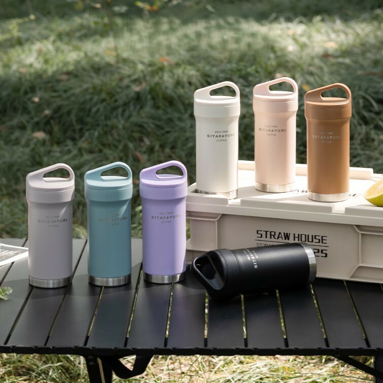 《5434》 SITARAYURI簡約純色手提保溫瓶420ml