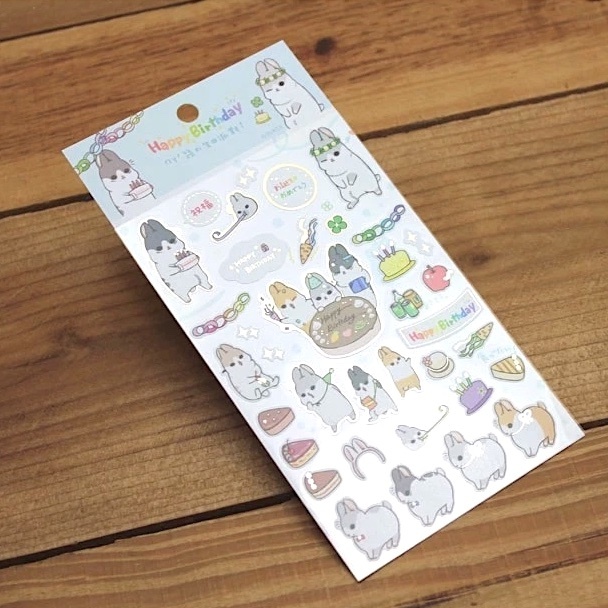 Ethos Sticker with Hot Foil Stamping－Machiko Rabbit Birthday (Taiwanese Stationery Brand)