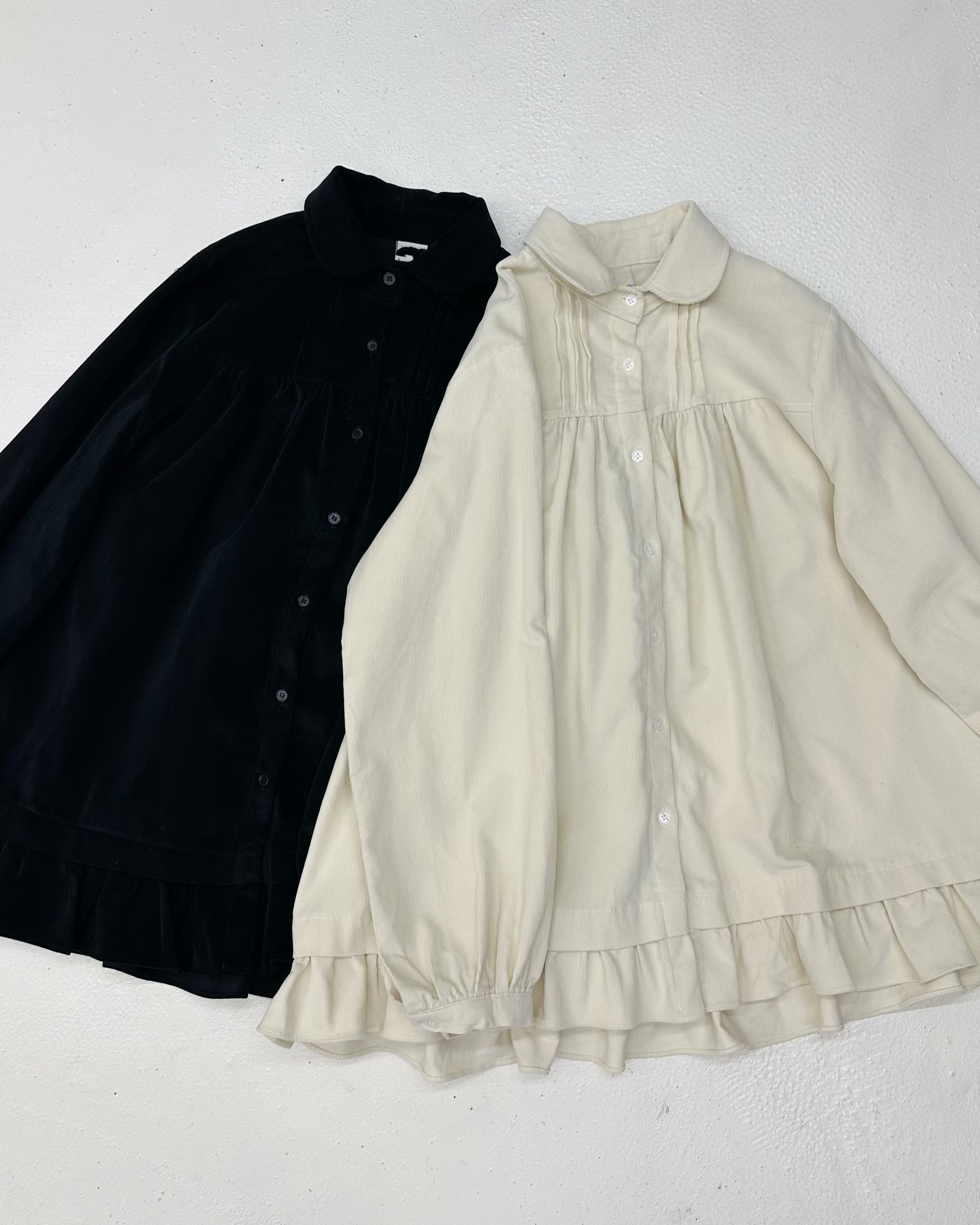 薄燈芯絨小娃領全開上衣