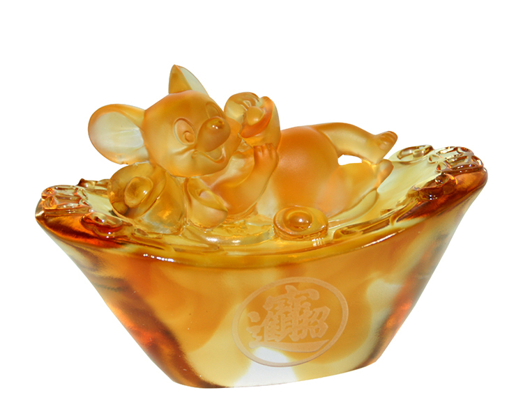 鹿港窯|招財進寶 富貴滿堂|子庶豐登 琉璃金鼠擺件