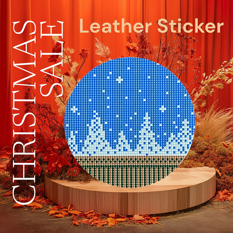 聖誕節皮革裝飾標貼 - 藍天白雪