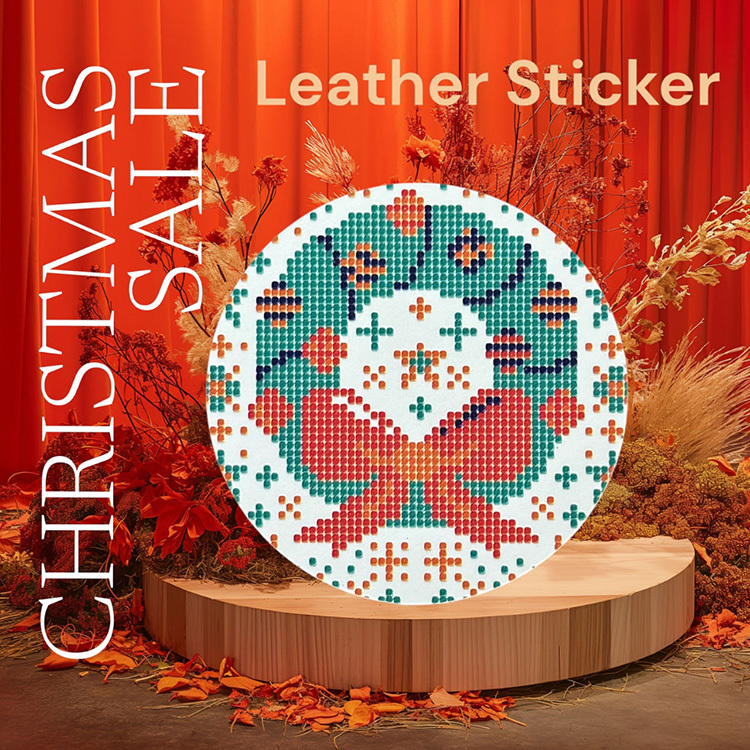 聖誕節皮革裝飾標貼 - 聖誕花圈