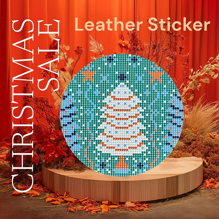 聖誕節皮革裝飾標貼 - 繽紛聖誕樹