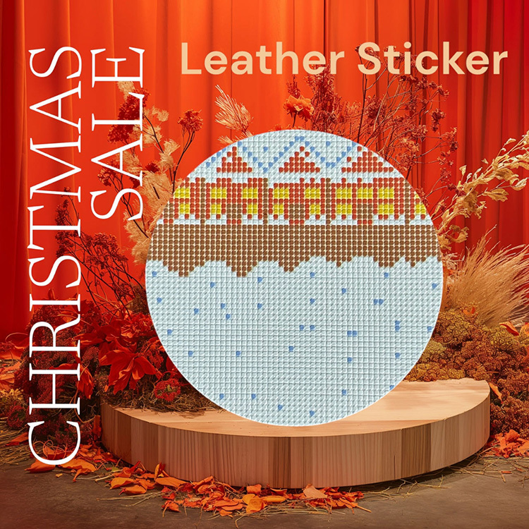 聖誕節皮革裝飾標貼 - 白雪滿載