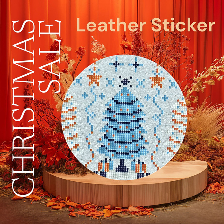 聖誕節皮革裝飾標貼 - 白色聖誕樹