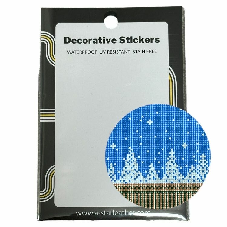 聖誕節皮革裝飾標貼 - 藍天白雪