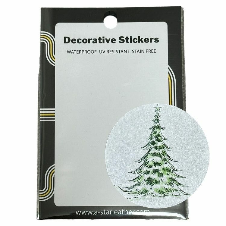 聖誕節皮革裝飾標貼 - 白雪天的聖誕樹