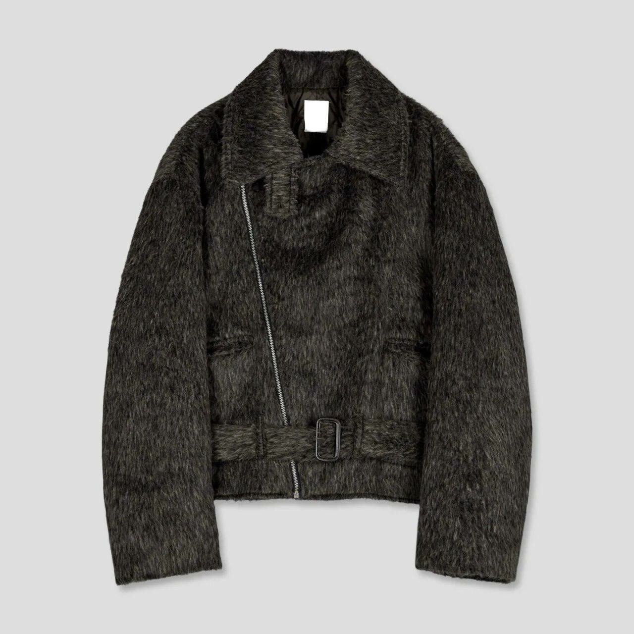 反領連腰帶拉鍊外套 TAC-0070JK