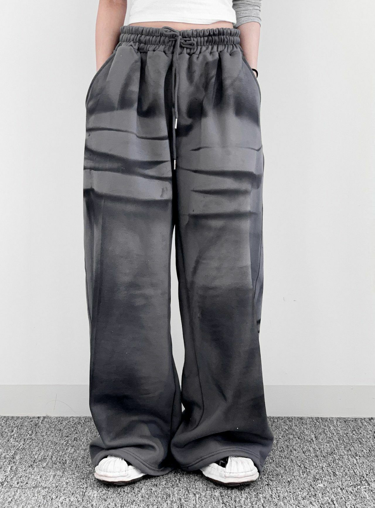 仿污可束腳鬆身運動褲(抓毛底) GAME-056P