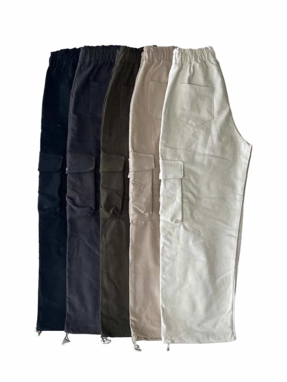 淨色可束腳工裝鬆身褲 P3018