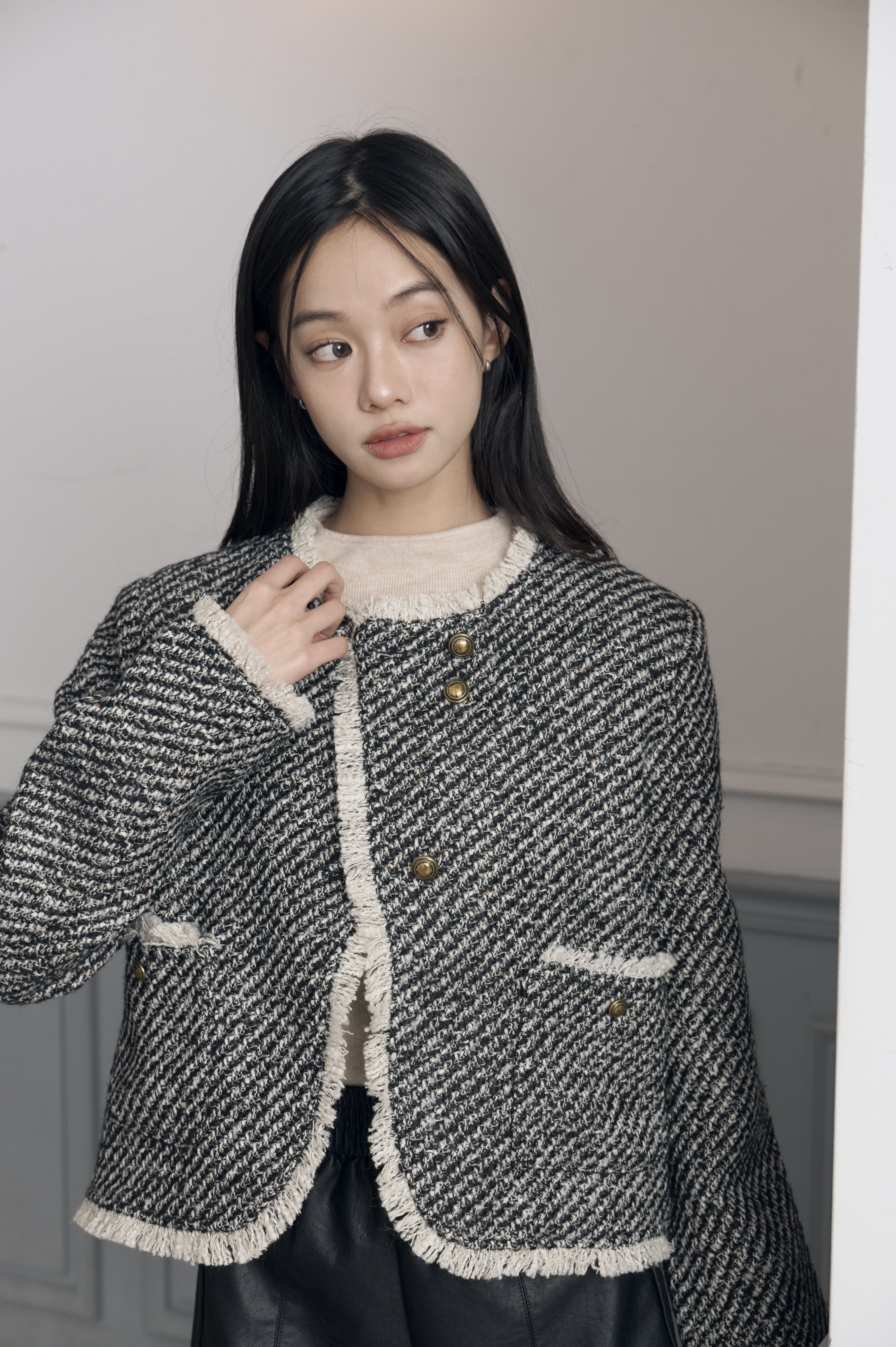 2603 千鳥格毛呢外套（30%羊毛）