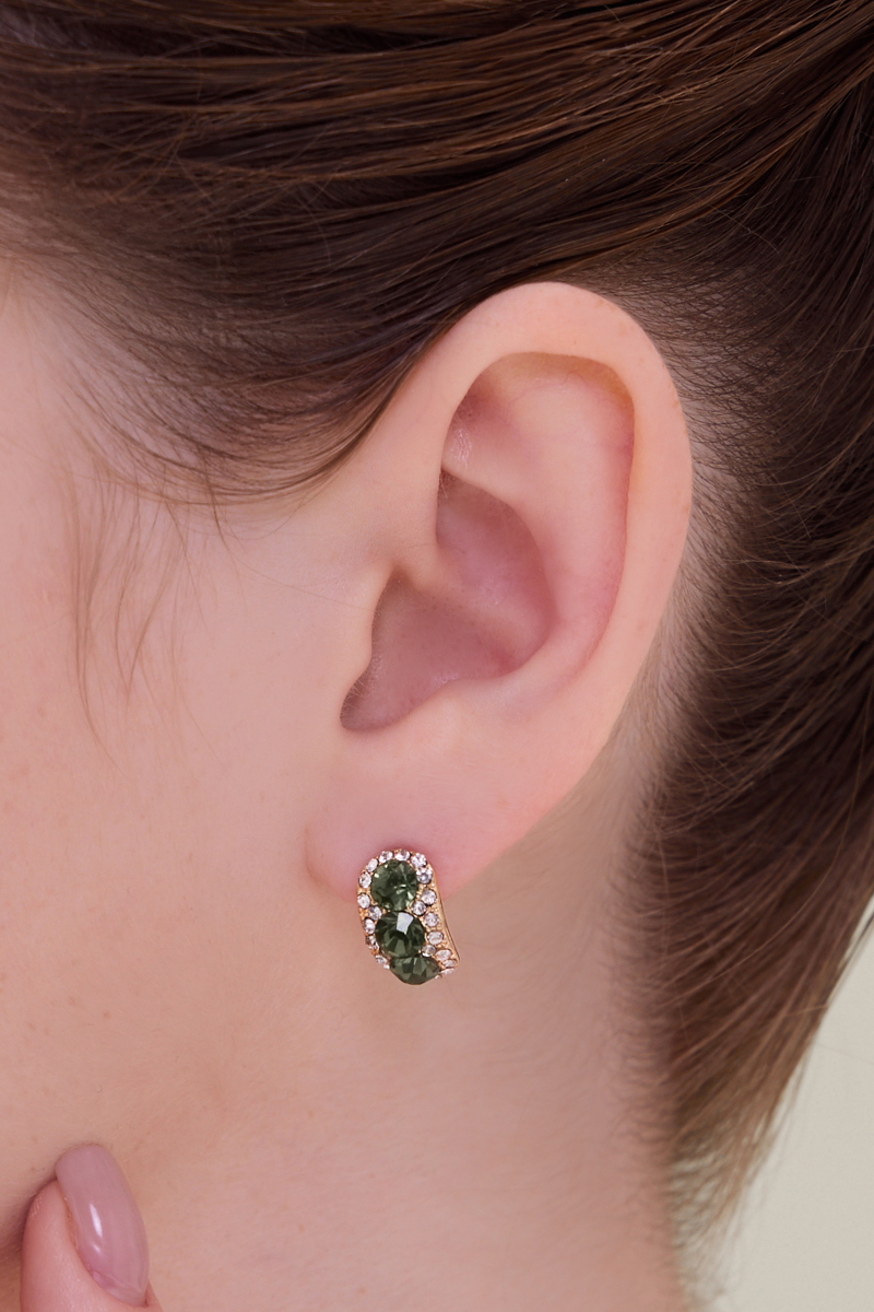 閃耀綠鋯石。夾式耳環
