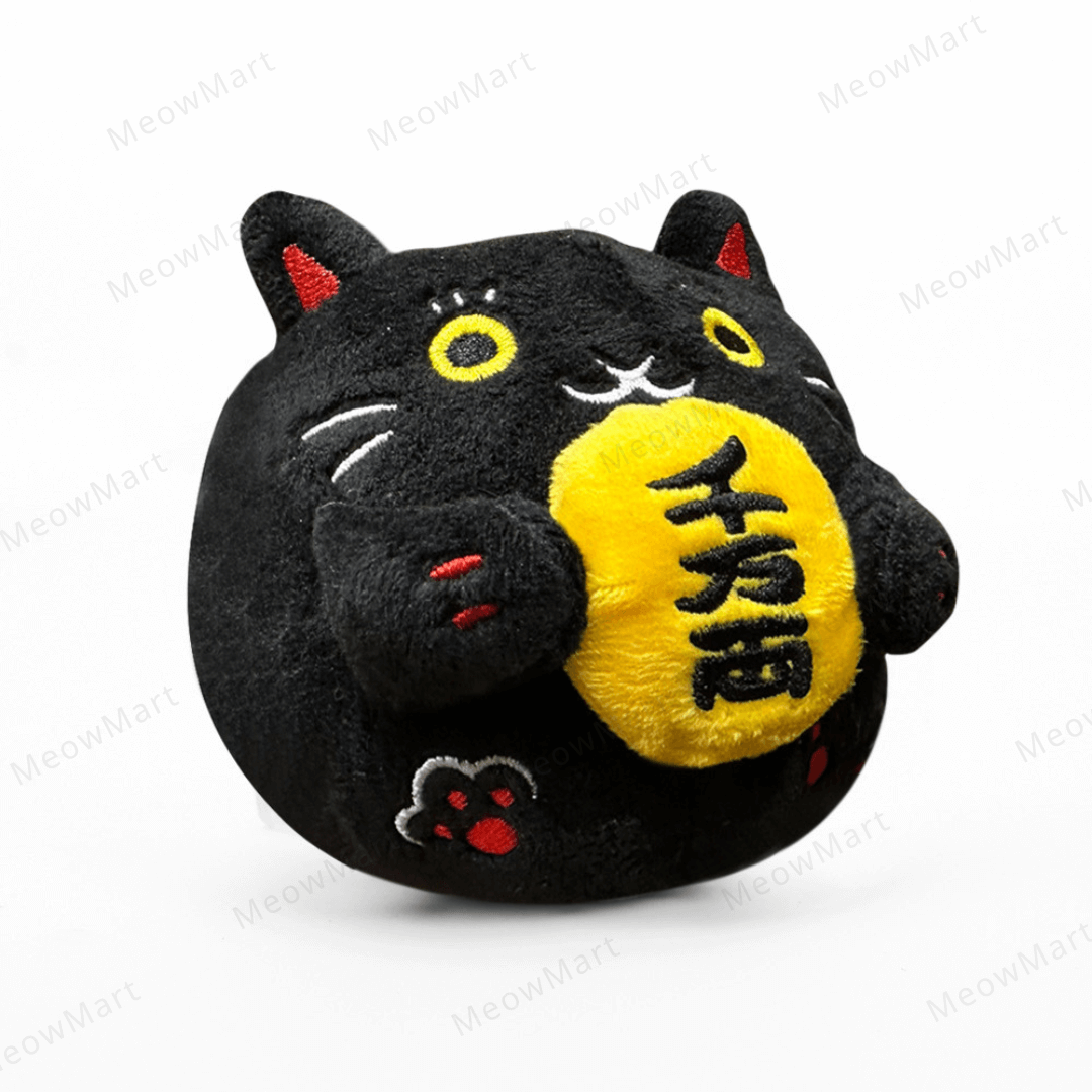 台灣吉豆貓｜祈福達摩貓草球｜限定款 (招財黑丸)
