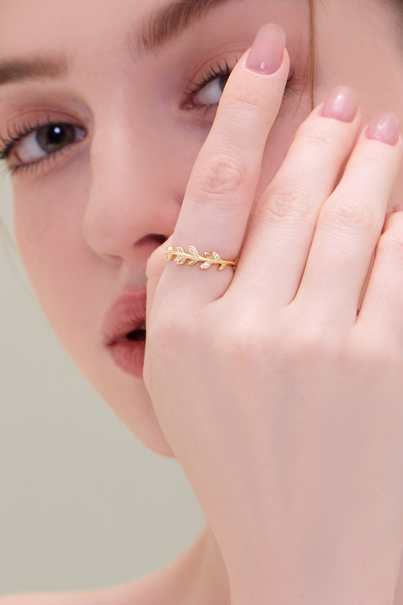 楓葉鋯石可調式戒指