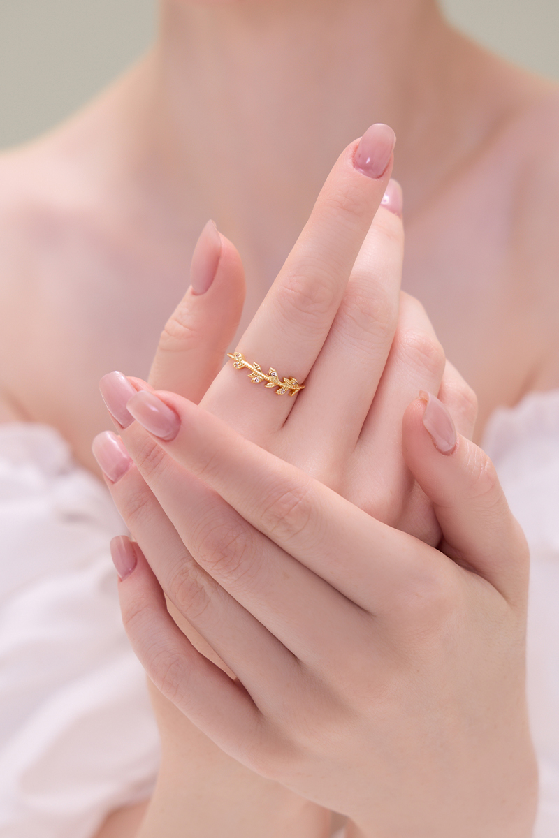 楓葉鋯石可調式戒指