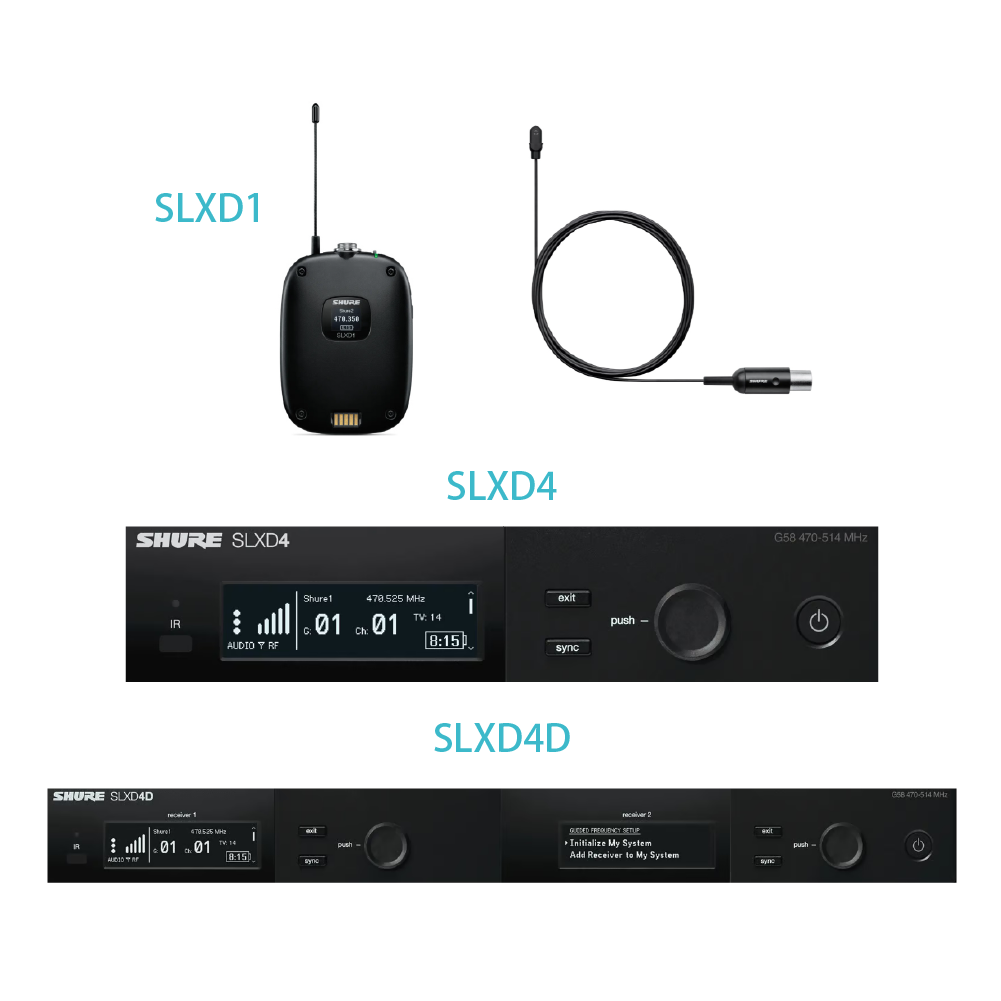 Shure Shure / SLXD 系列 無線領夾/腰包傳輸系統 (SLXD14/SLXD14D)(DL4/WL185等多種領夾音頭可選配) — 三峽配件 / 週邊｜YA! 玩音樂