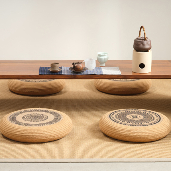 弧形棉麻蒲團坐墊