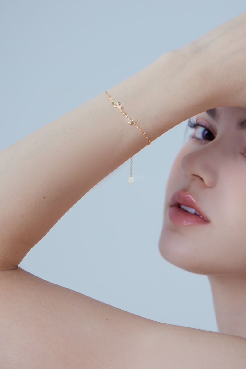 【925純銀】交織鑲鑽蝴蝶結手鍊