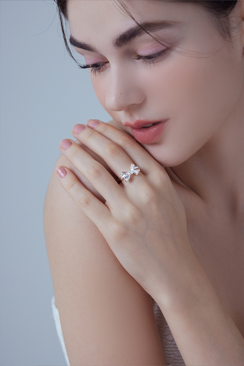 立體俏皮蝴蝶結可調戒指