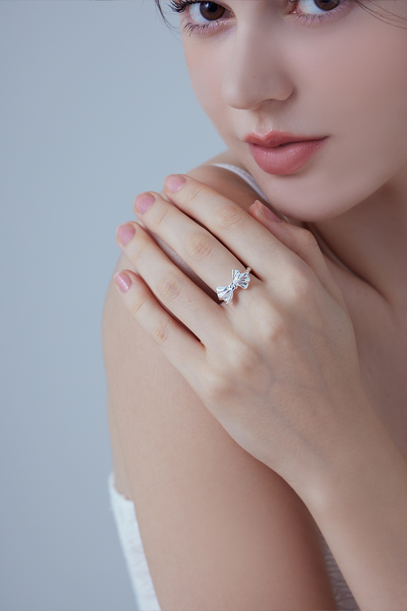 立體俏皮蝴蝶結可調戒指