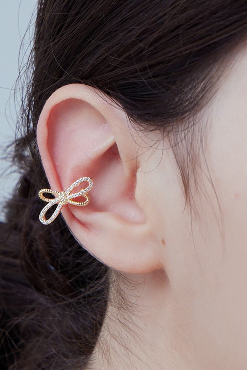 精緻氣質鋯石蝴蝶結耳骨夾(單支)