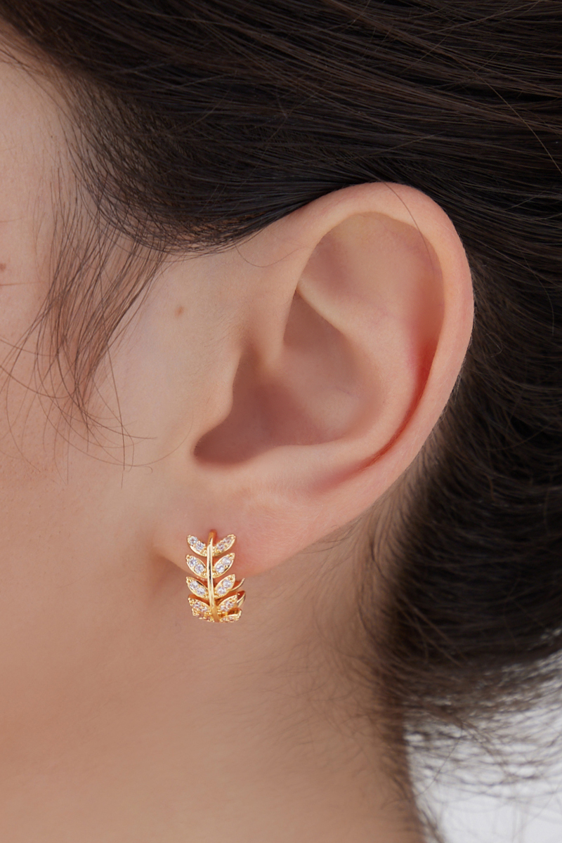 鑽耀麥穗。針式耳環