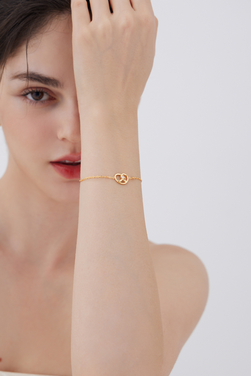 鑲鑽蝴蝶餅手鍊(金)