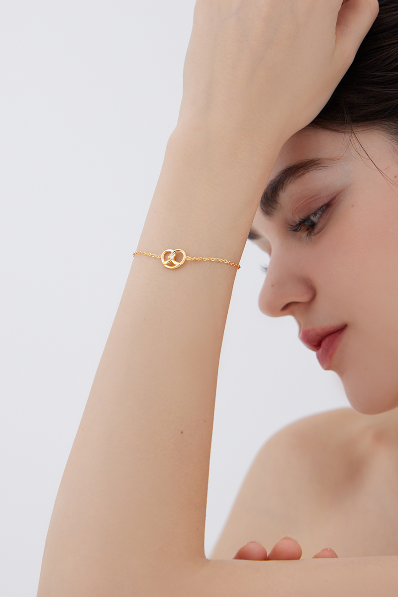 鑲鑽蝴蝶餅手鍊(金)